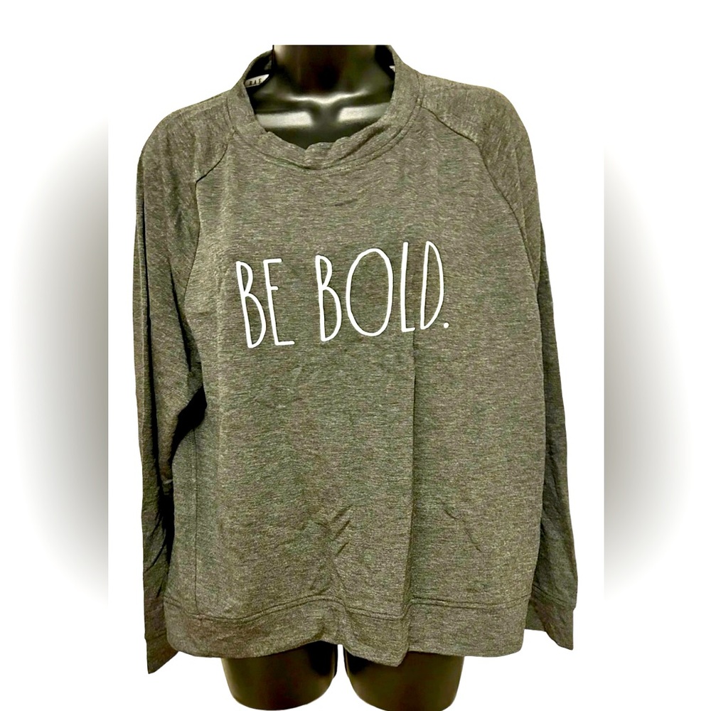 NWT Rae Dunn sweatshirt in dark gray “Be bold”. Size Large